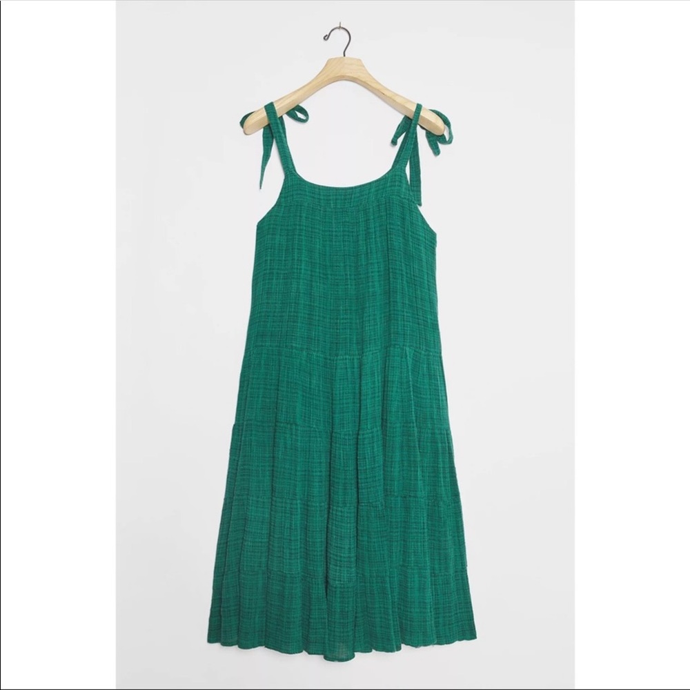NWT Anthropologie Anaylist Green Maxi Dress M - Picture 4 of 9